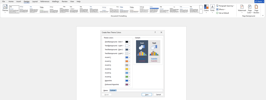 Colors in Microsoft Word