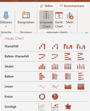 empower Diagramm auswählen PowerPoint-Excel-Verknüpfungen automatisch aktualisieren