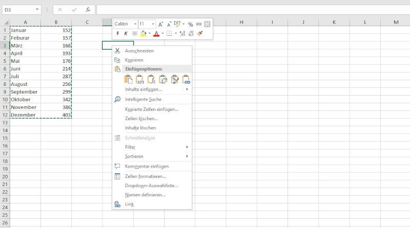 Excel Tabellen drehen Zeilen und Spalten vertauschen Zellen auswählen