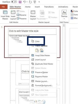 copy apply PowerPoint slide master 