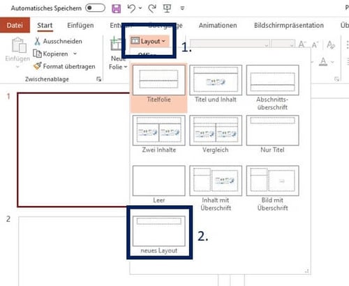 powerpoint folienmaster anwenden Layout auswaehlen