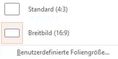 Foliengröße PowerPoint-Format in 16:9 oder 16:10