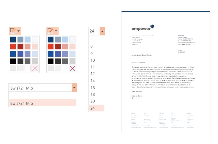 Design-konforme Farben, Schriften und Stile
