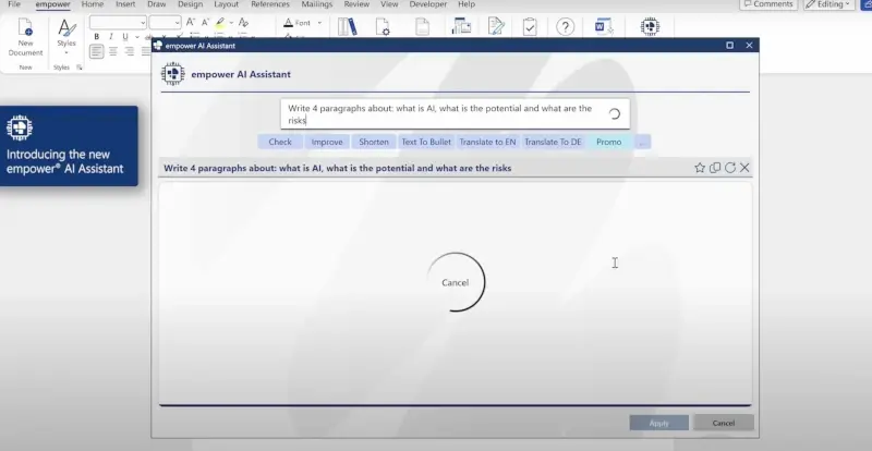 empower® AI Assistant in Word empower® AI Assistant in Word