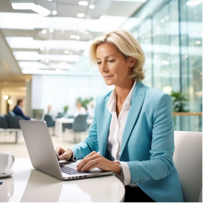 KI-generierte Frau im Büro Midjourney 2. Versuch KI-generierte Frau im Büro Midjourney 2. Versuch