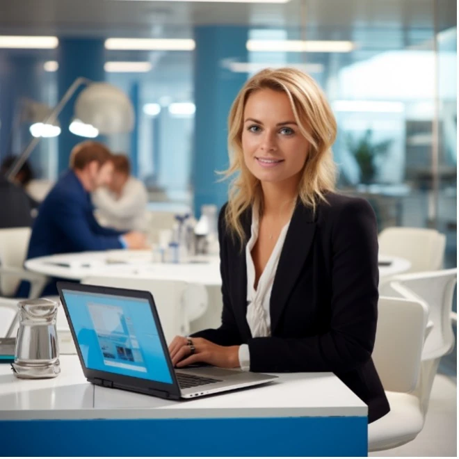 KI-generierte Frau im Büro Midjourney 3. Versuch KI-generierte Frau im Büro Midjourney 3. Versuch