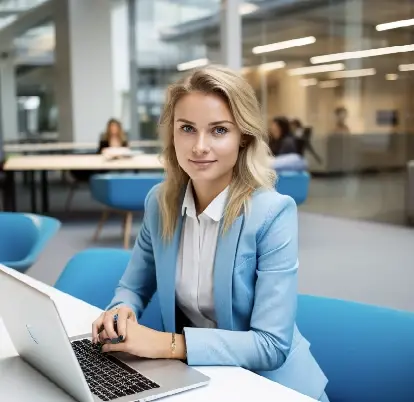 KI-generierte Frau im Büro Midjourney KI-generierte Frau im Büro Midjourney