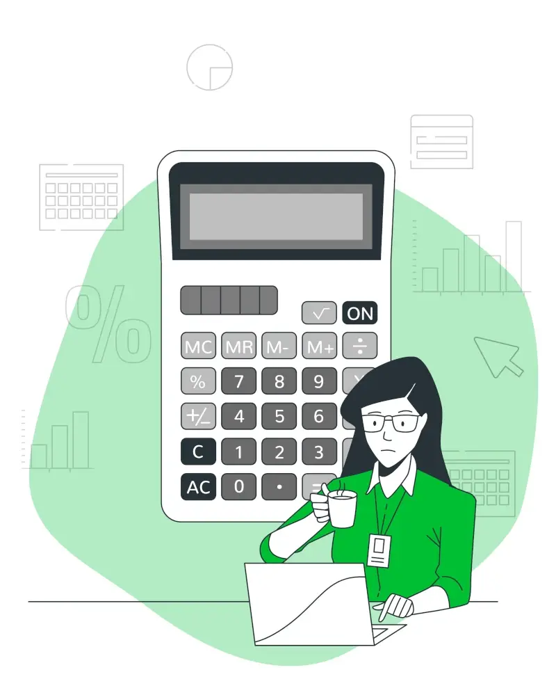Calculator in the background of a woman Calculator in the background of a woman