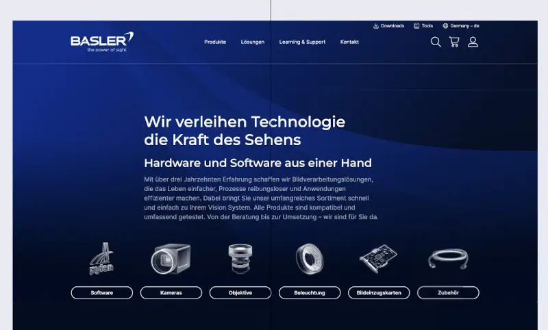 Screenshot Website Basler AG Screenshot Website Basler AG
