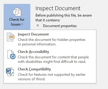 delete personal data from word document check for issues