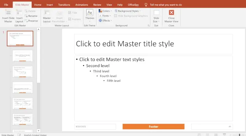 edit or change footer in powerpoint master