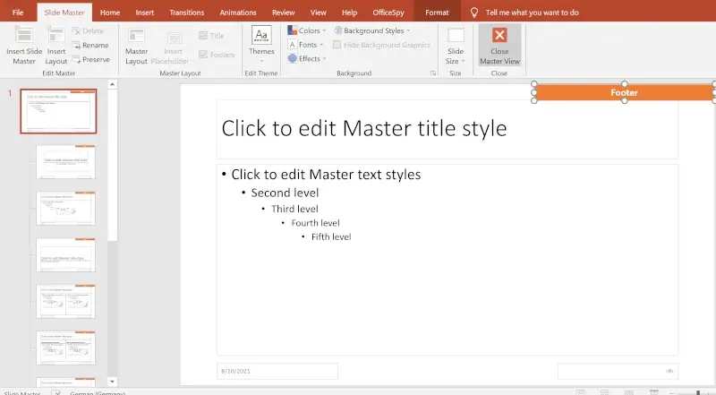 insert and edit or change a footer in powerpoint whole presentation