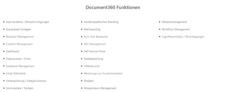 Wissensdatenbank-Softwares Document360 Funktionen