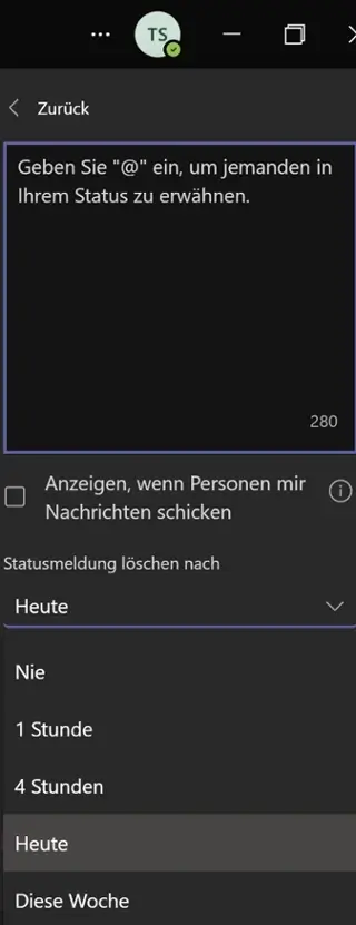 Microsoft Teams Guide Status anpassen