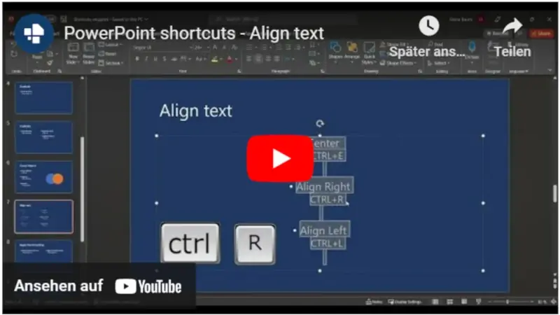 Change text alignment PowerPoint Shortcuts