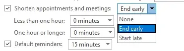 Outlook features time buffer meetings end early