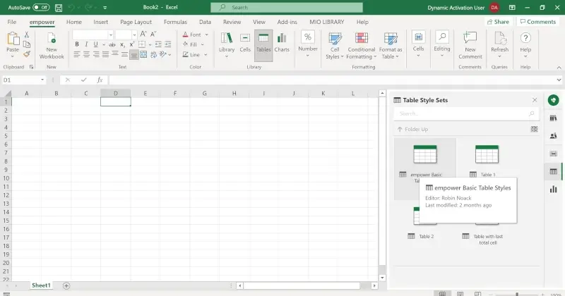 empower sheets work smarter in excel table style set